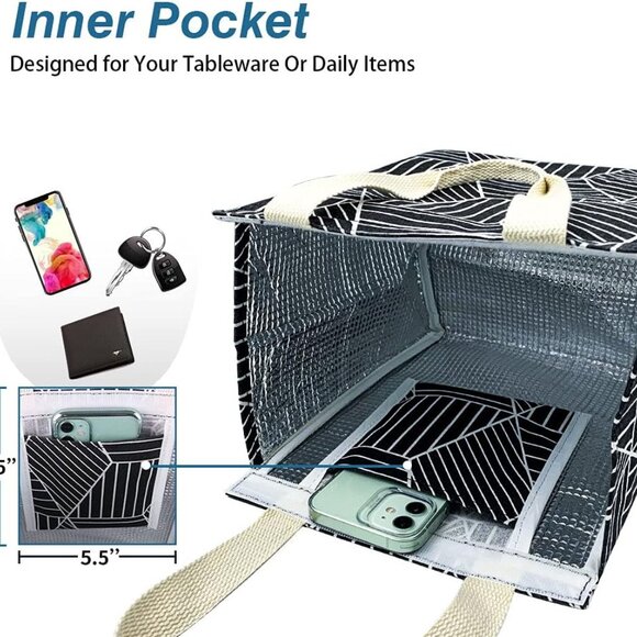 Insulated Lunch Bag for Women & Adults, 9L Foldable Wide-Open Cooler Bag with Po - Picture 5 of 7